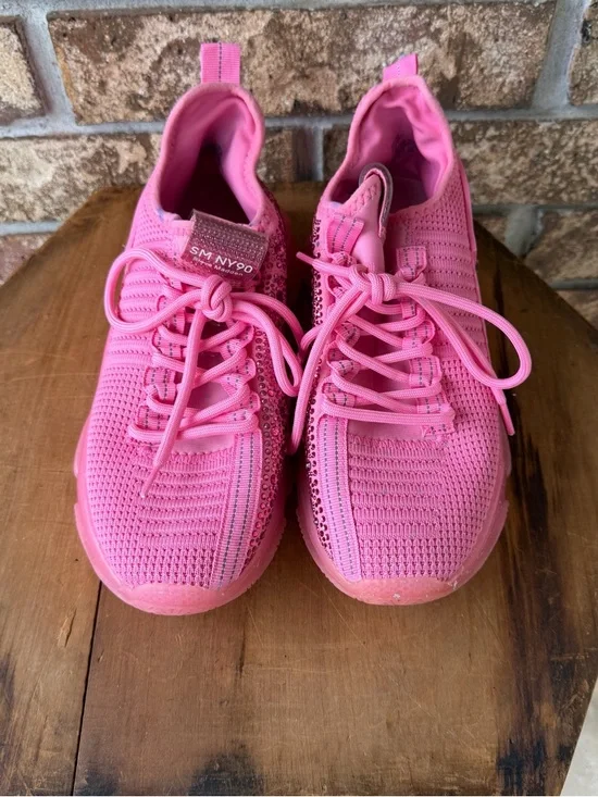 Steve Madden NY90 Sneakers Women’s Size 9.5 Pink Rhinestones Pre-Loved Good! - Picture 3 of 10